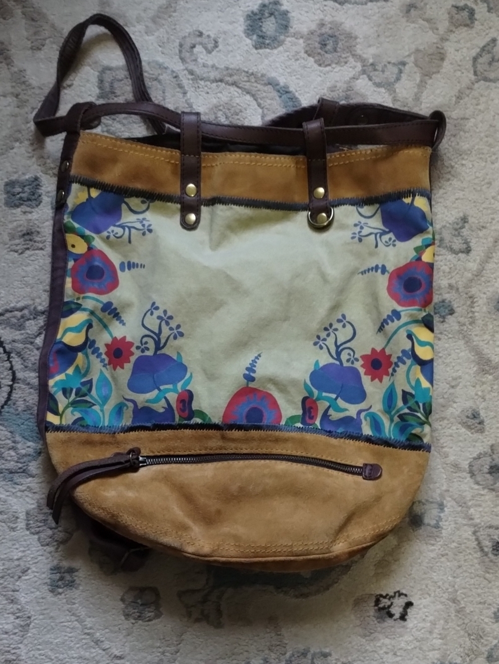 Lucky Brand Canvas And Leather Backpack/ Bag